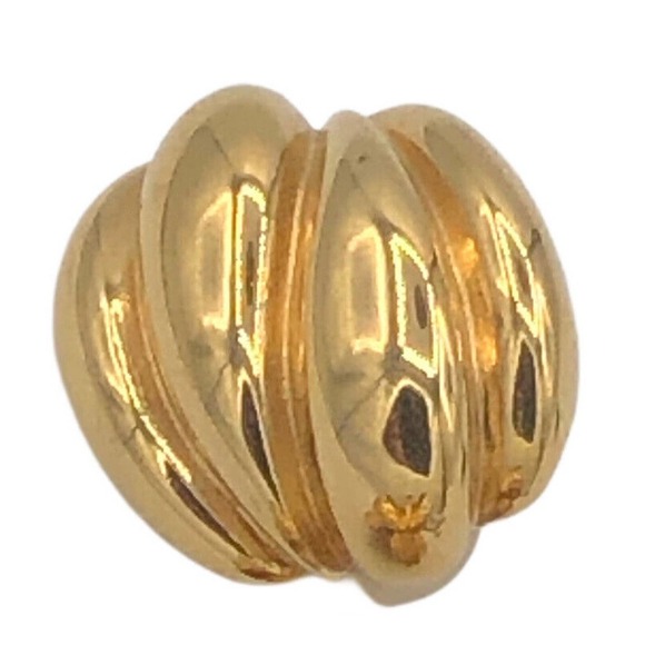 St John Clip On Earrings Gold Tone Chunky Huge Puffy Statement 1980s Jewelry - Picture 7 of 8